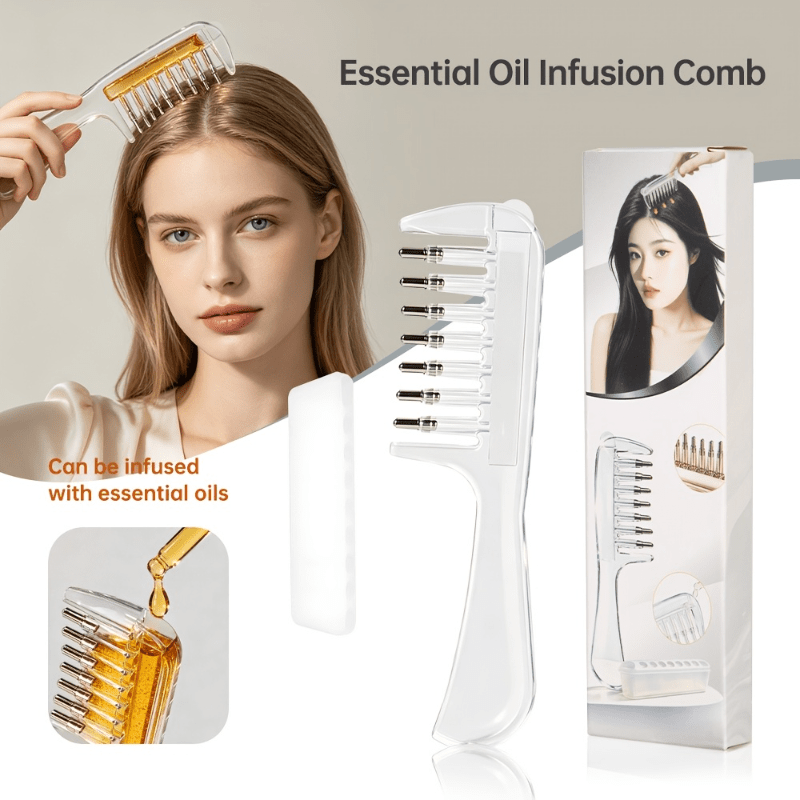 Hair Care Serum - หวีใสสำหรับน้ำมันหอมระเหย หวีสำหรับทาเซรั่มบำรุงหนังศีรษะ ใช้ซ้ำได้ แปรงสำหรับนวดและจ่ายน้ำมันเพื่อกระตุ้นการเจริญเติบโตของเส้นผม
