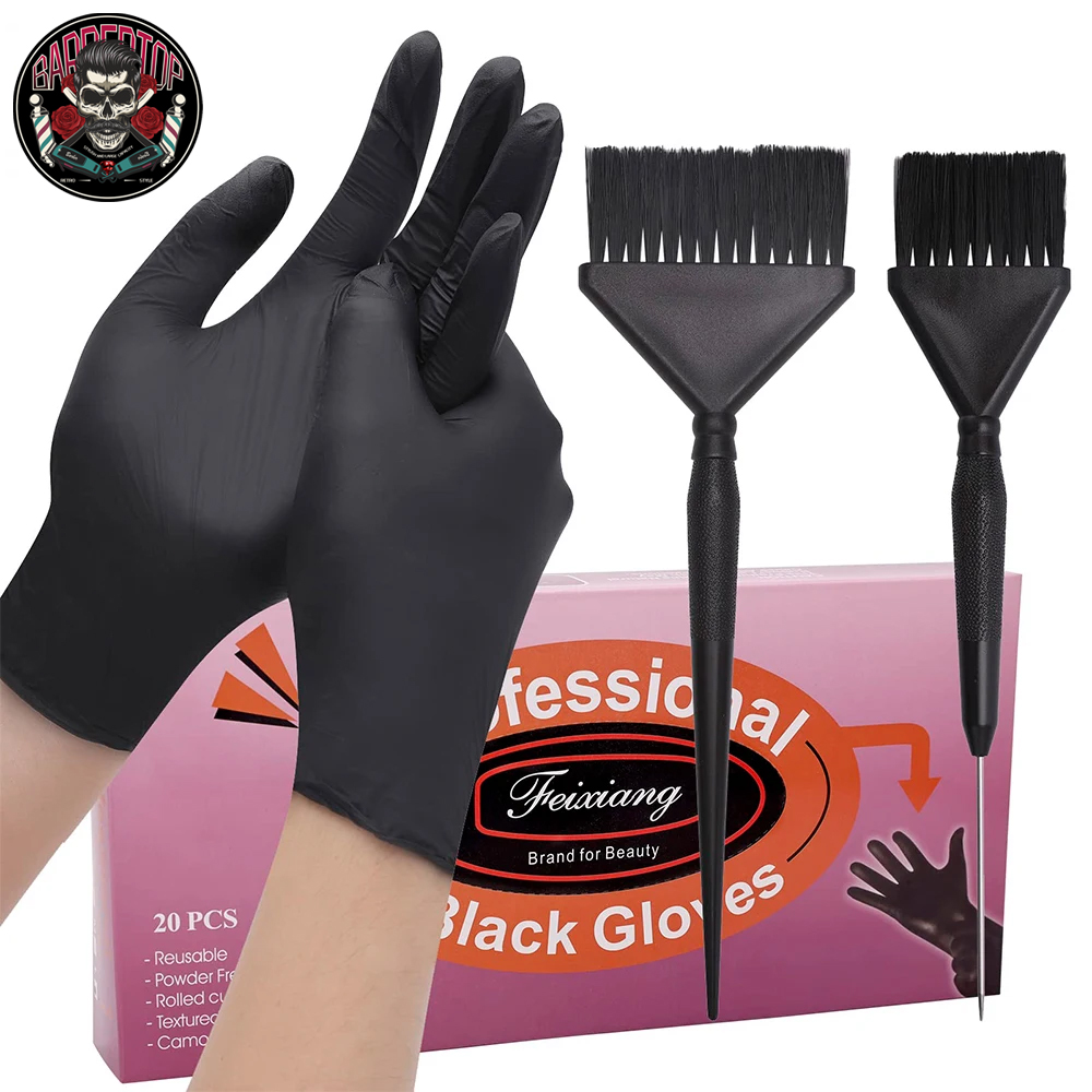 Hair Care Guide - ชุดแปรงถุงมือยางสำหรับย้อมผมแบบมืออาชีพเครื่องมือจัดแต่งทรงผม DIY ถุงมือกันลื่นอุปกรณ์ตัดผม